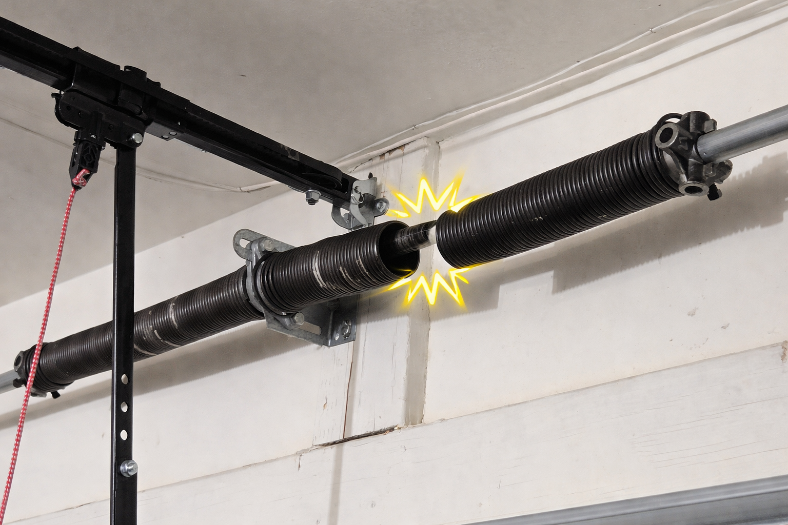 Broken torsion spring on a residential garage door in Las Vegas